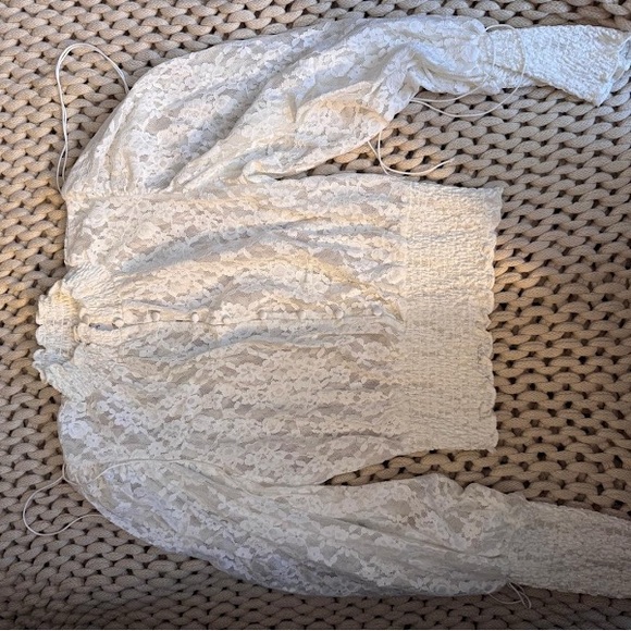 For Love And Lemons White Lace Button Down Shirt - Picture 1 of 1